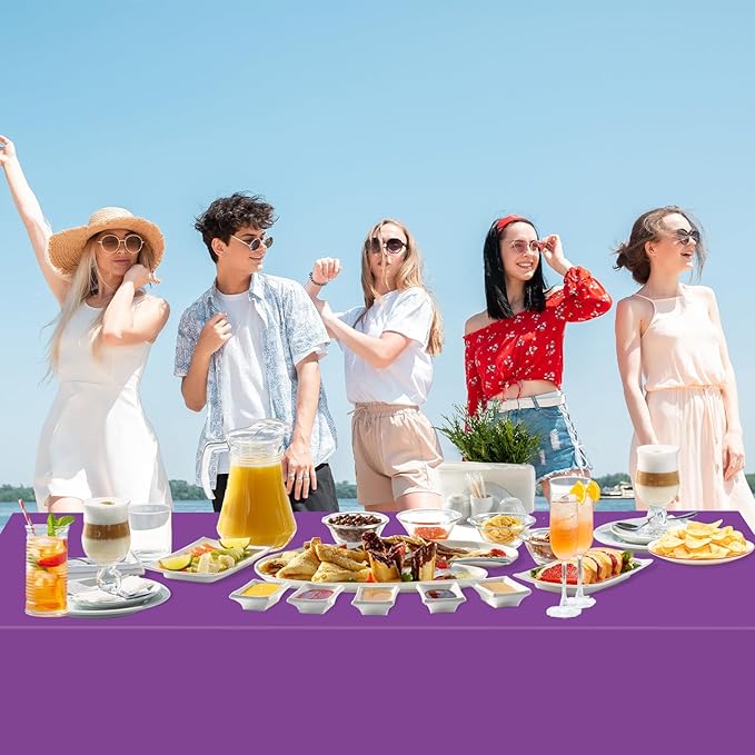 WNINK 6 Pack Purple Tablecloths Disposable Table Covers 54" x 108" Table Cloths for BBQ Birthday Picnic Bridal Shower Engagement Wedding Plastic Table Cloths for Parties