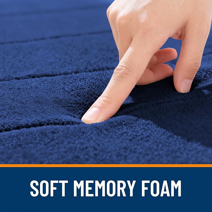 OLANLY Memory Foam Bath Mat 34x21, Super Soft Absorbent Bathroom Rugs, Quick Dry, Machine Washable Shower Floor Rugs, Bathmat Carpet, Bathroom Home Decor Accessories, Twilight Sapphire