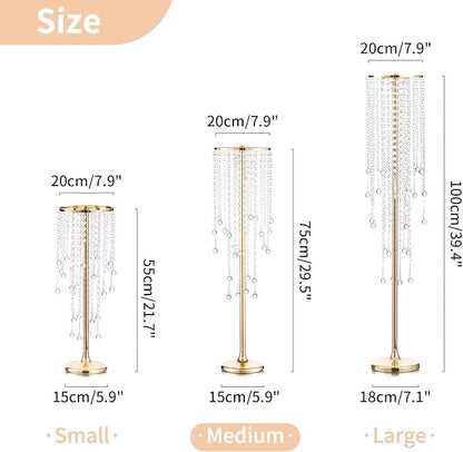 NUPTIO Gold Vases for Weddings - 10 Pcs 29.5in Tall Crystal Flower Stand Centerpieces