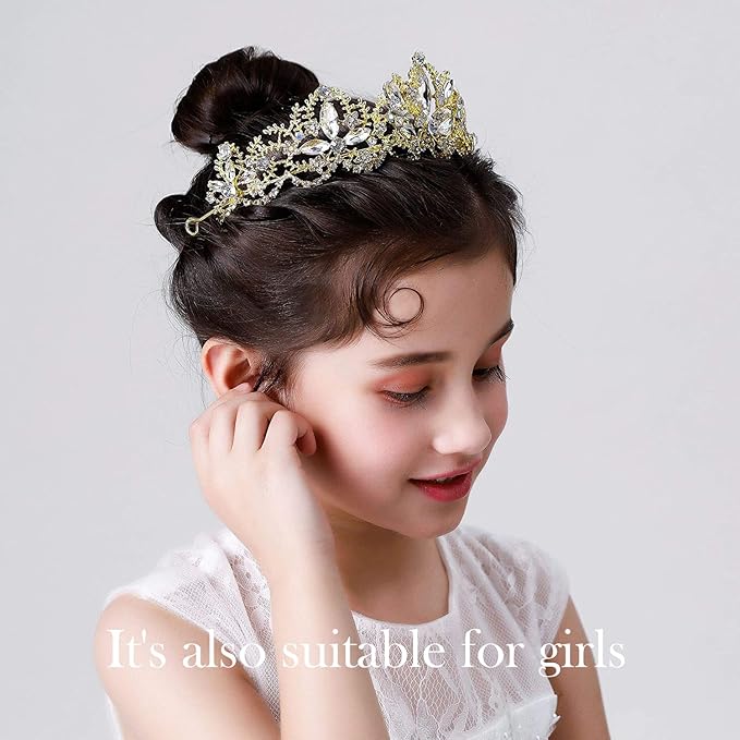 Gold Tiara Wedding Tiaras and Crowns for Women,Rhinestone Queen Women Princess Crown Birthday Headbands Prom Bridal Party Halloween Costume Christmas Gifts