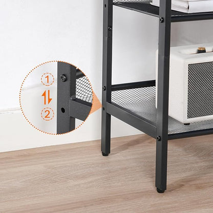 HOOBRO Black Side Table, 3-Tier Metal Side Table, Small Black Table with 2 Flat or Slant Adjustable Shelves for Small Spaces, Hallway, Living Room, Bedroom, Sturdy, Easy Assembly, Black BB23BZ01G1