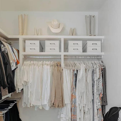 BOLUO Stackable Storage Drawers Narrow Closet Organizers and Storage Fabric White 2 Drawer Dresser for Bedroom 2 Packs Modern