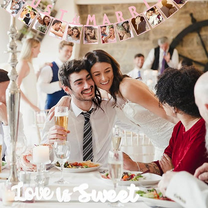 Love Is Sweet Sign - Freestanding Wooden Wedding Decor with Hollow Letters for Dessert Table, Anniversary & Photo Props | White Rustic Wall Art