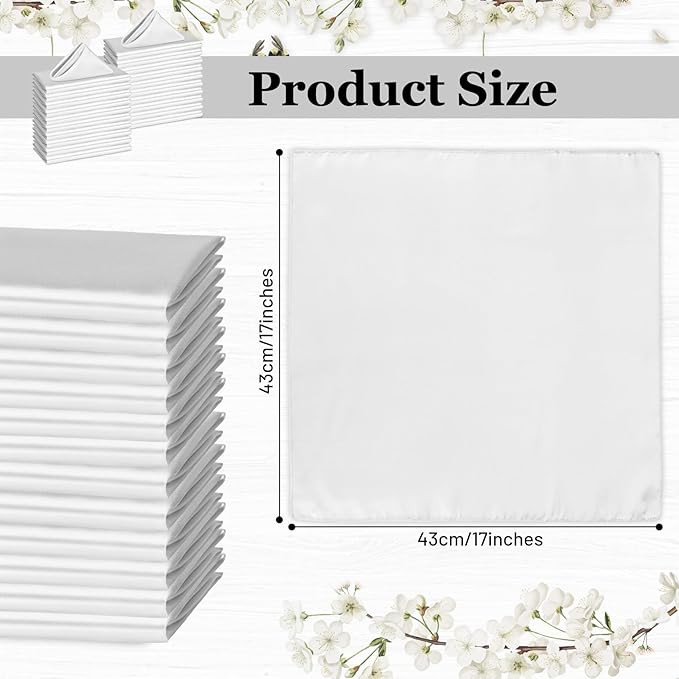 Bailarina 80 Pack Silver Satin Napkins,17x17 Inches Wedding Napkins Square Soft Silky Table Napkins Bulk Decorative Elegant Cloth Napkin for Party Decoration, Banquet,Wedding,Graduation