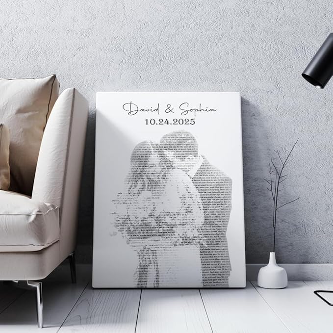 GABITA Personalized Wall Art for Couples, Anniversary Canvas for Couple Parent Grandparent, Our First Dance Canvas Poster, Vinyl Record Wedding Song Lyrics for Anniversary Keepsake 5