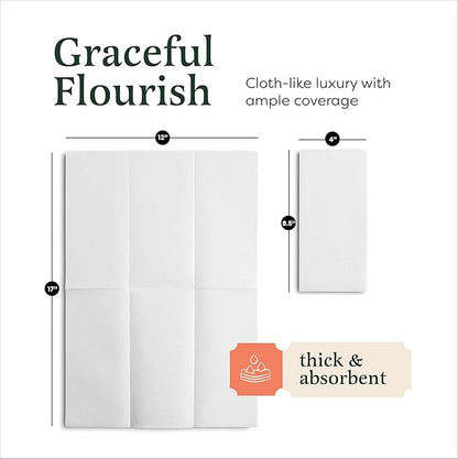 Linen-Feel European-White Paper Napkins - Decortive Cloth-Like Disposable Dinner Napkins - Soft And Absorbent. For Kitchen, Party, Wedding, Bathroom Or Any Occasion. (Pack of 200)