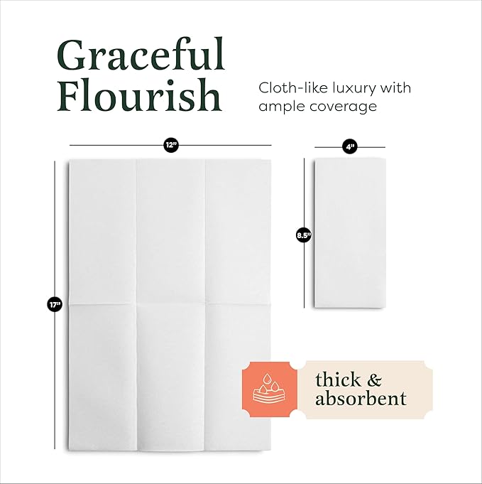 Linen-Feel European-White Paper Napkins - Decortive Cloth-Like Disposable Dinner Napkins - Soft And Absorbent. For Kitchen, Party, Wedding, Bathroom Or Any Occasion. (Pack of 5000)