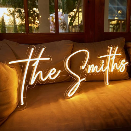 Custom Led Neon Signs - Neon Sign Customizable for Wall Decor | Personalized Neon Sign for Wedding, Led Neon Lights Light Up Sign for Family Bar Birthday Party Gift Business Shop Name Logo