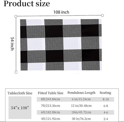 3 Packs Black and White Checkered Tablecloth 54x108 Inches Rectangle Gingham Tablecloth Disposable Plastic Waterproof Table Cover for Outdoor Picnic Kitchen and Birthday Party