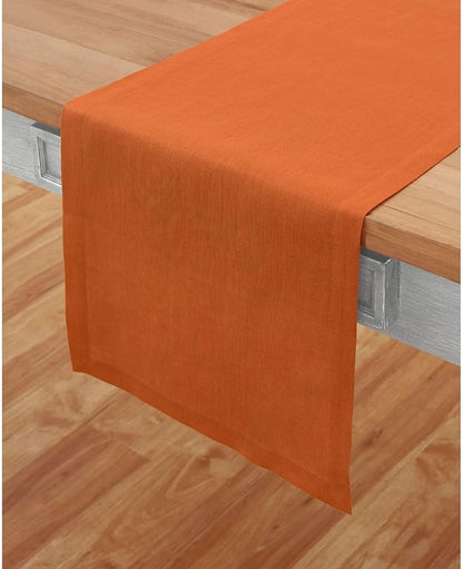 Solino Home Linen Pumpkin Table Runner 120 Inches Long - 100% Pure Linen 14 x 120 Inch Table Runner for Dining, Fall, Autumn, Holiday - Fete