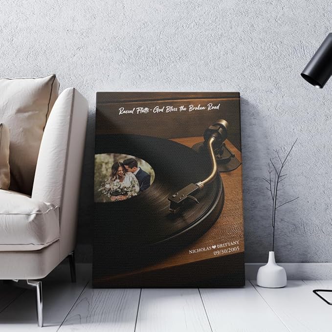 GABITA Personalized Wall Art for Couples, Anniversary Canvas for Couple Parent Grandparent, Our First Dance Canvas Poster, Vinyl Record Wedding Song Lyrics for Anniversary Keepsake 2