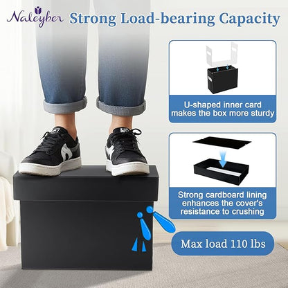 File Organizer Box with Lid & Handle, Heavy Duty Hanging File Folder Storage Boxes for Letter Size, Portable Filing Organizer for Office, Home, Classroom, Black 4 Pack