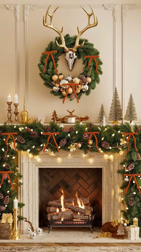 SIMISI RIBBON 24 Pcs Orange Velvet Christmas Tree Bows Door Garland Decor Vintage Wreath Bow (3/8'' Wide, 5 * 7 inch)