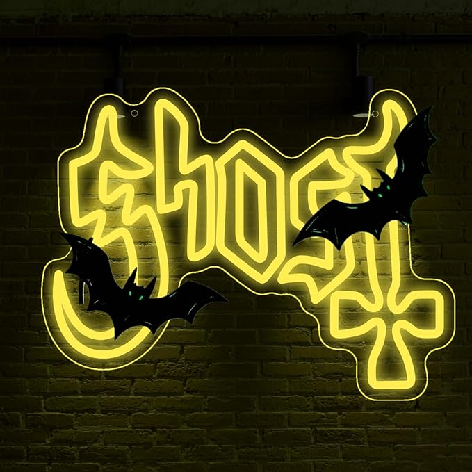 Gothic Band Neon Sign, Yellow LED Wall Light, Mysterious Rock Music Decor, Occult Aesthetic Room Light (12.2"x16.5")