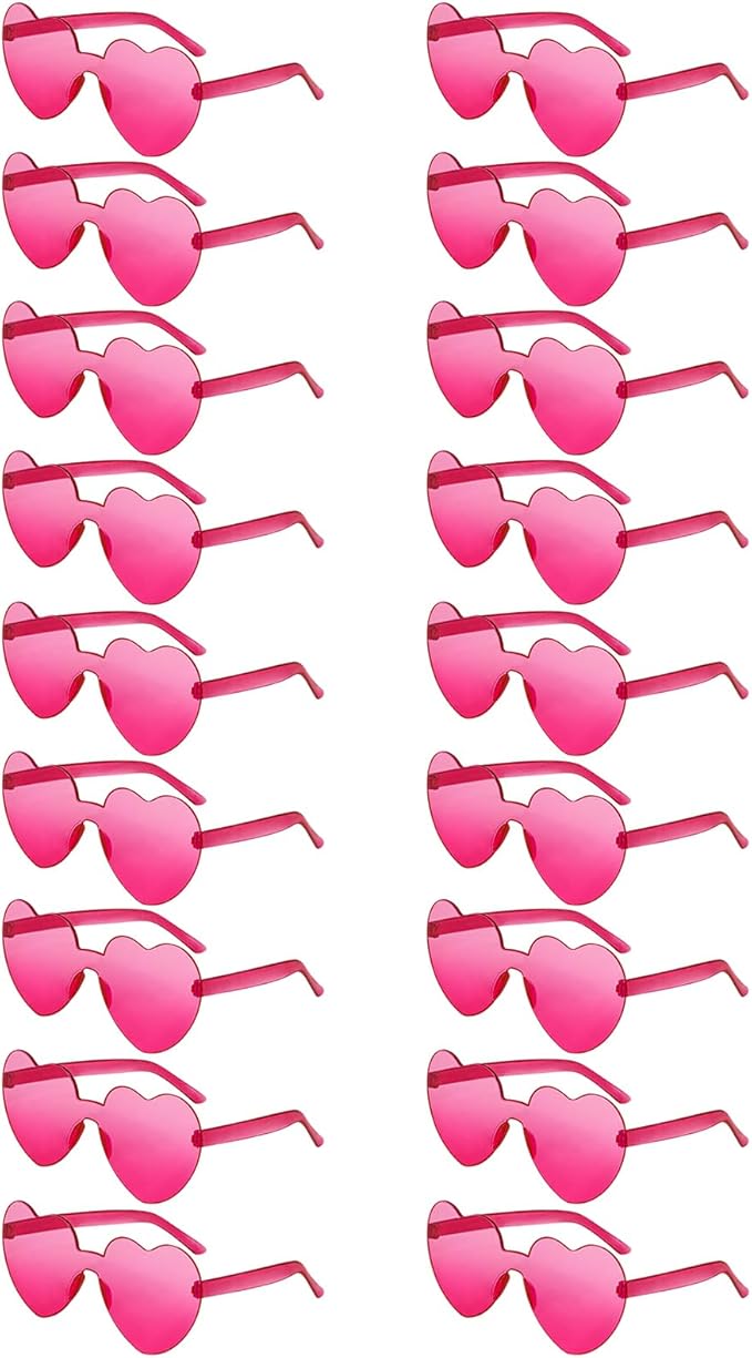 SUNOVELTIES 18 Heart Shape Rimless Sunglasses Transparent Candy Color Party Glasses Colored Eyewear for Women