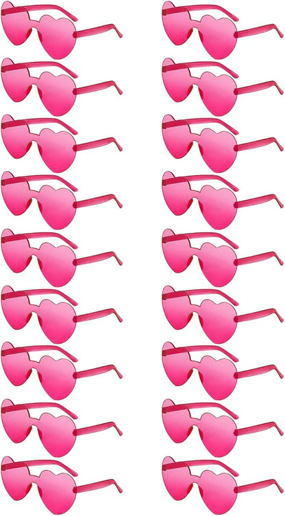 SUNOVELTIES 18 Heart Shape Rimless Sunglasses Transparent Candy Color Party Glasses Colored Eyewear for Women