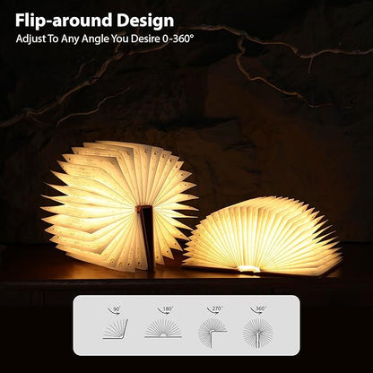 Magic Truth Book Light - Rechargeable LED Book Lamp for Home Decor, Ideal Christmas & Bookworm Gifts with Gold Foil Embossed Cover, Warm White Light for Entertainment & Relaxation (Red)