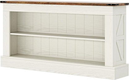 Tribesigns 63-Inch Long Console Table for Entryway, Narrow Long Entry Table with Shelves for Living Room, Farmhouse Sofa Console Behind Couch, for Foyer, Hallway, White and Brown