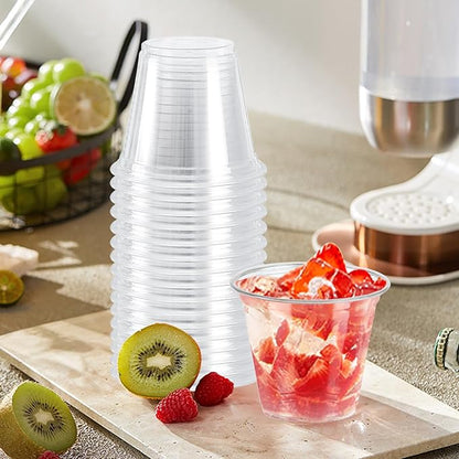 300 Pack 9 oz Clear Plastic Cups, Disposable Cocktail Cups (No Lids) for Party, Wedding, PET Plastic Cup Bulk, Fancy Party Drinking Cup, Clear Tumblers for Cold Beverage