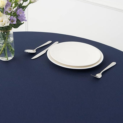 maxmill Round Textured Tablecloth Spill-Proof Wrinkle Free Soft Jacquard Table Cloth for Circular Table Cover, for Dining Room Buffet Banquet Parties Holiday Dinner, 70 Inch Navy Blue