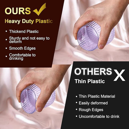 40 Pack Plastic Ribbed Wine Glasses, 14Oz Origami Disposable Wine Glasses Unbreakable Clear Plastic Cocktail Glasses Recyclable Shatterproof Reusable Wine Cups (14oz-blue-40pack)
