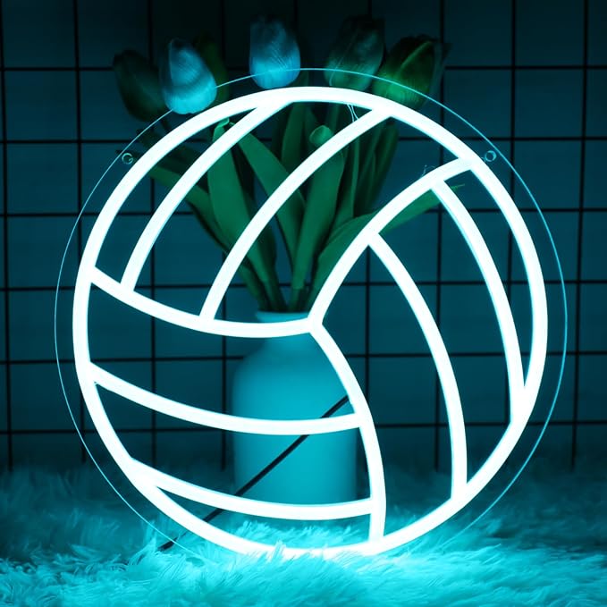 Volleyball Neon Sign for Home Decor, Bedroom, Led, Room, Gym, Sports - Men Women Wall Decor Gift Size 12''