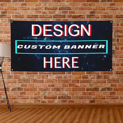 Custom Wall Banner Sign Customize Your Own Banner with Image Logo Text Personalized Background Decorative Backdrop for Birthday Party Business Graduation Wedding Christmas (6' x 3' / 180 cm x 90 cm)