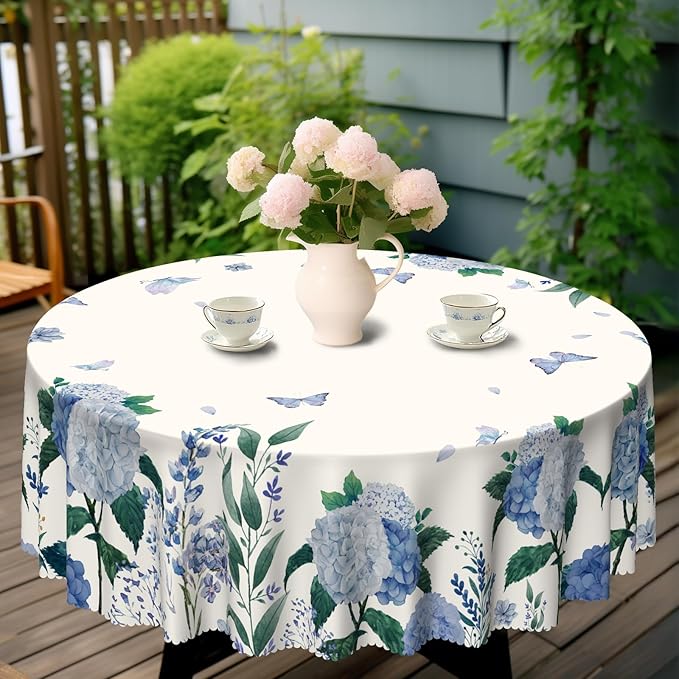 Eikione Round Tablecloth 70inch Floral Table Cloth, Colorful Tablecloths Polyester Waterproof Stain Wrinkle Free, Table Cover for Home Kitchen Dining Party Patio Decor