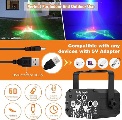 DJ Disco Stage Party Lights - Northern Laser Light Effect RGB Led Sound Activated Strobe Lighting with Remote Control for Indoor Birthday Christmas New Year Karaoke Club KTV
