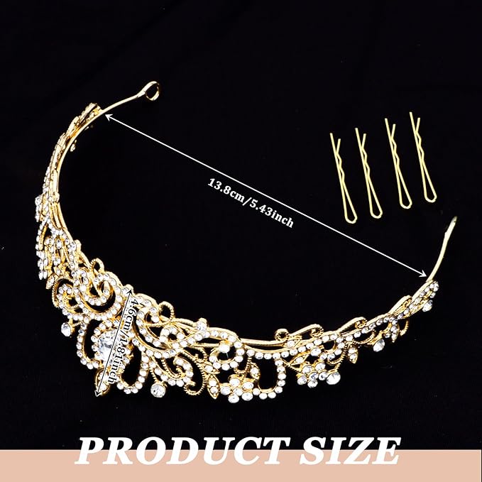 CIEHER 8 PCS Gold Crowns for Women, Crystal Queen Crown Princess Tiaras for Prom Birthday Party Halloween Costume