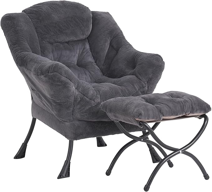 LITA Modern Accent Leisure Upholstered Sofa Chair, Lounge Reading Chair with Armrests and a Side Pocket for Living Room, Bedroom & Small Space, Plush Navy