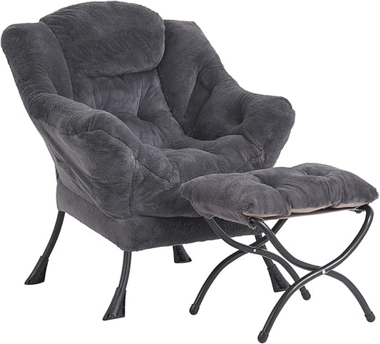 LITA Modern Accent Leisure Upholstered Sofa Chair, Lounge Reading Chair with Armrests and a Side Pocket for Living Room, Bedroom & Small Space, Plush Navy
