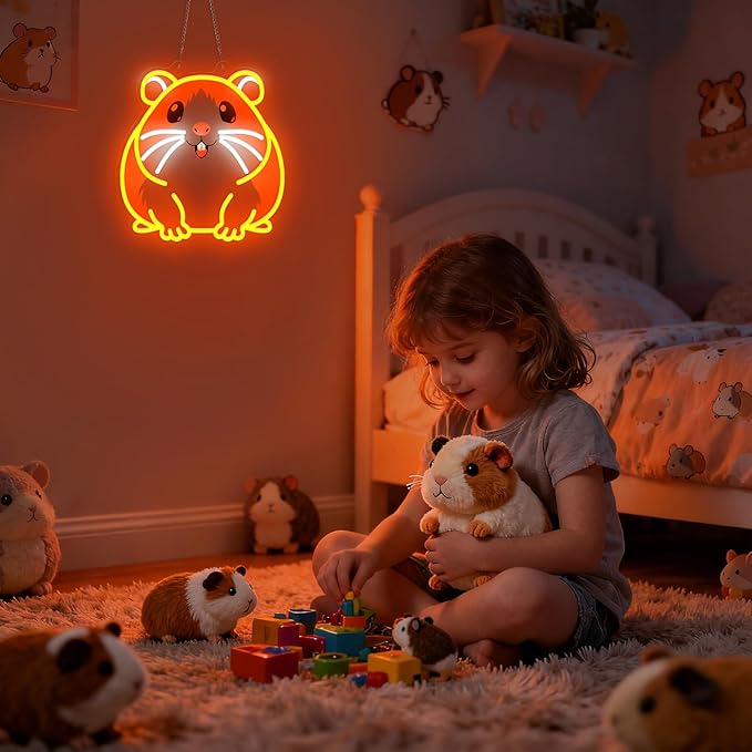 Guinea pig Neon Sign, Dimmable Wall Decor Light. Birthday Party Decorations for Home, Patio, Garden, Bars, Restaurants, Hotels, Stores, Clubs, Gift for Friends Family and Kids
