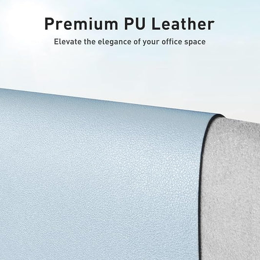 Aothia Faux Leather Desk Mat - Non-Slip PU Leather Desk Blotter, Waterproof Writing Surface, Large Desk Pad for Office & Home (Baby Blue, 55" x 17")