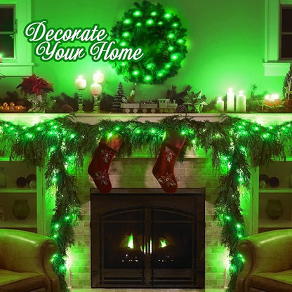 JMEXSUSS Connectable 100 LED Green Christmas Lights, 8 Modes Plug-in Green Lights Indoor, 33ft Clear Wire Grinch Twinkle String Light Outdoor for Grinch Christmas Tree Xmas Decor