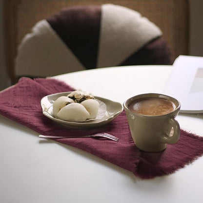 Handmade Cloth Napkins 100% Cotton Napkins with Fringe，Delicate Handmade Cloth Napkins for Dinners, Parties, Weddings and More，18 x 18 Inch Set of 6 - Burgundy