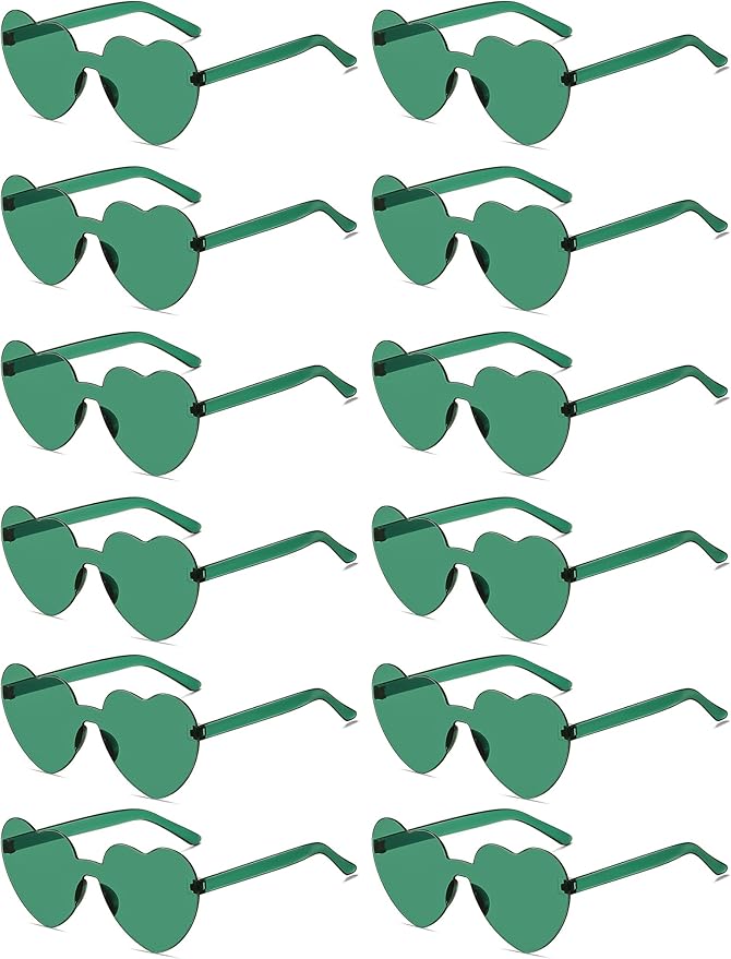12/20/24 Pairs Heart Sunglasses for Women Men, Trendy Heart Shaped Rimless Transparent Sunglasses, Bachelorette Party