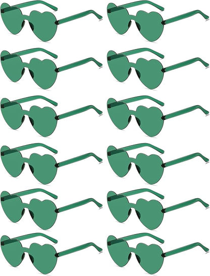 12/20/24 Pairs Heart Sunglasses for Women Men, Trendy Heart Shaped Rimless Transparent Sunglasses, Bachelorette Party