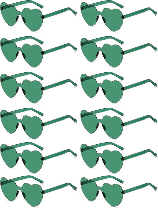 12/20/24 Pairs Heart Sunglasses for Women Men, Trendy Heart Shaped Rimless Transparent Sunglasses, Bachelorette Party