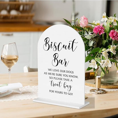 Wedding Biscuit Bar Sign Take One Sign Minimalist Style Wedding Favor Signs for Engagement Bridal Shower Ceremony Reception Event Birthday Party Clear Acrylic Table Decor Gifts for Dogs