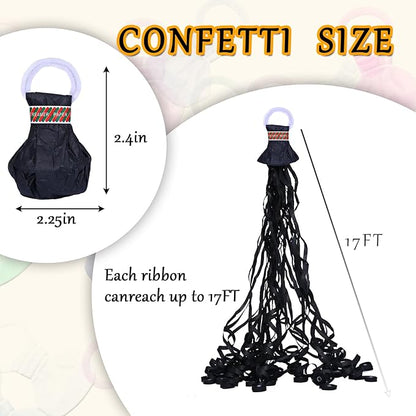 12 Pack Black Streamer Poppers, No Mess Confetti Poppers，Party Poppers No Mess Streamers Easy to Clean Handheld Streamer Cannon，Ideal for Celebrations and Events