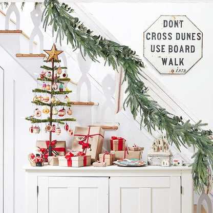 DearHouse Pine Garland Christmas Decoration, Artificial Greenery Garland Norfolk Pine Leaves and Eucalyptus for Holiday Season Mantel Fireplace Table Runner Centerpiece (Pine Garland with Eucalyptus)