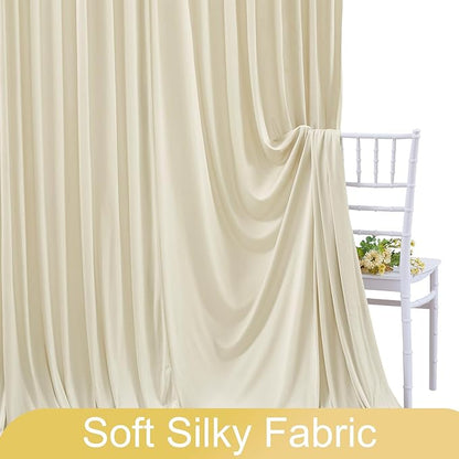10x10 Beige Backdrop Curtain for Wedding Parties Wrinkle Free Beige Photo Curtains Backdrop Drapes Fabric Decoration for Baby Shower Photoshoot 5ft x 10ft,2 Panels