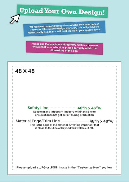 Personalized Vinyl Banner – Vinyl Printed Customizable Banner for Indoor and Outdoor Use (4'x4')
