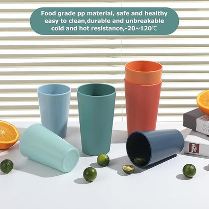 24 Pcs Unbreakable Plastic Cups Set, 20 oz Reusable Plastic Cups, Stackable Water Tumblers, Drinking Cup for Kitchen, Outdoor, BPA-free, Dishwasher Refrigerator and Microwave Safe, Dark Blue