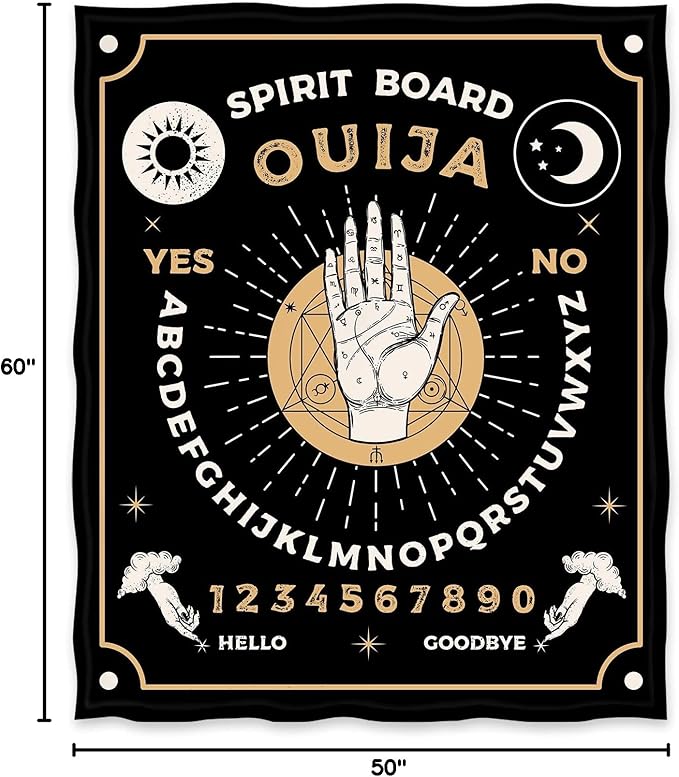 Jekeno Ouija Board Blanket Gifts for Women Kids Girls Toddlers Home Bedroom Living Room Decor Soft Cozy Lightweight Throw Blankets Black 50"x60"