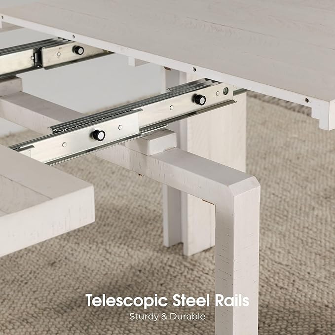 Transformer Table - Solid Wood Extendable Dining Table, Seats 2-12, Expandable Dining Room Table, Space-Saving Furniture, Kitchen and Dining Room Furniture (White, Table Only)