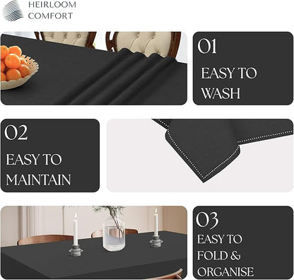 Dark Grey Tablecloth, Rectangle Table Cover 60x86 Inch, 100% Cotton, Fits 6-8 Seats, Soft, Durable, Washable, Wrinkle Resistant, Dining Table Cloth for Modern Decor, Events, Dining