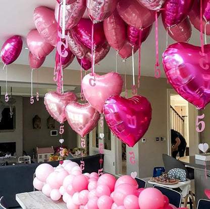 Pink Heart Shaped balloons Pack of 12,18 Inch Love Valentine Balloons Heart Romantic Balloons For Valentines Day Propose Marriage Wedding Bridal Shower Engagement Party Decorations
