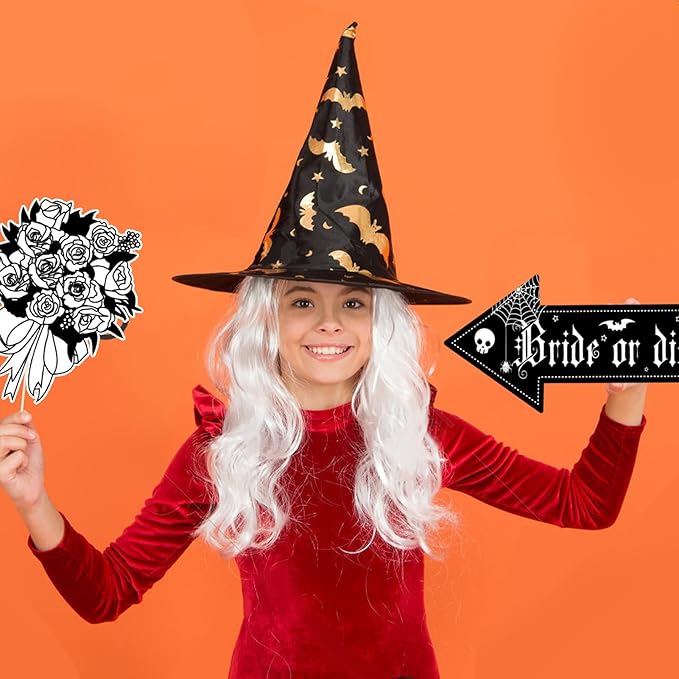 22 PCS Bride Or Die Photo Booth Props- Gothic Bachelorette Decorations for Women Girls, Bridal Shower Engagement Wedding Decorations Rip Single Life for Till Death Do Us Party Supplies
